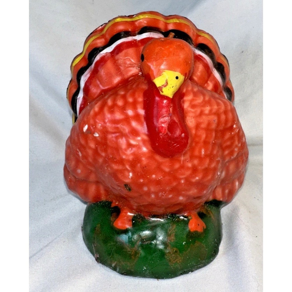 Vintage Gurley Colorful Thanksgiving Autumn Fall Turkey Candle Decoration 5"